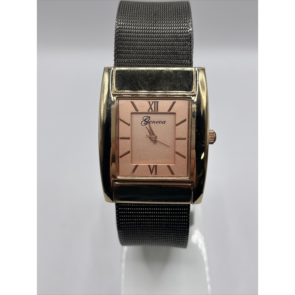 Geneva Women's Quartz Watch Bangle Cuff Band Square Dial‎ 1437- New Battery